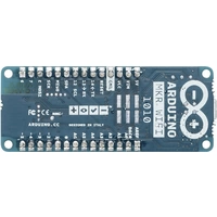 Arduino MKR WiFi 1010 Mikrocontroller-Platine mit USB-Anschluss und vielen Pins für Elektronikprojekte, entwickelt in Italien.